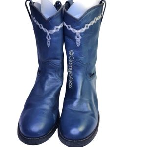 Justin Boots Comb Last Mens Blue Leather Cowboy Western Boots Size 13D